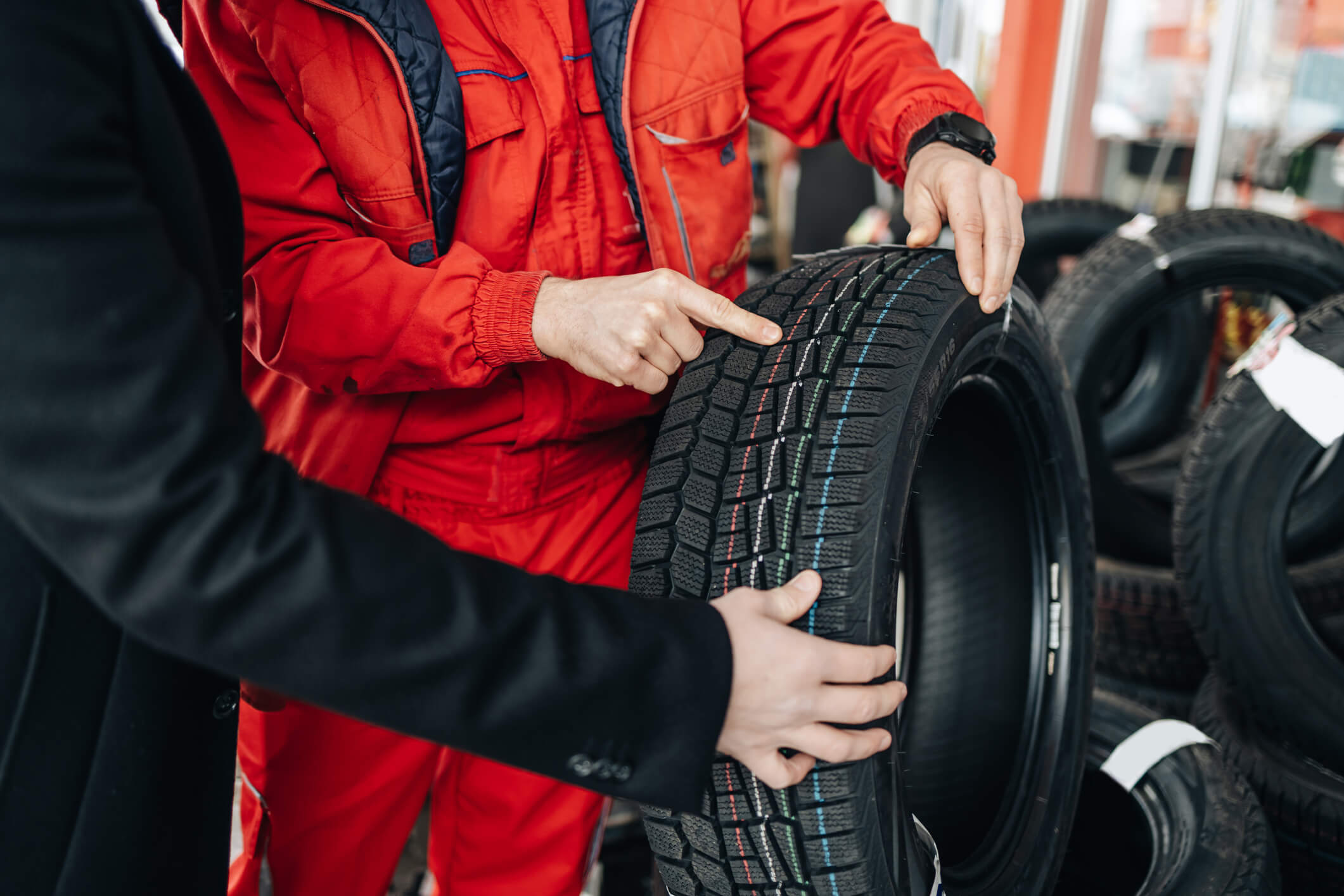Tire inspection at auto shop