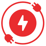 Power symbol with red plugs