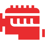 Minimalist red mechanical symbol