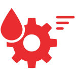 Red gear and droplet icon
