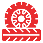 Red automotive tire symbol illustration