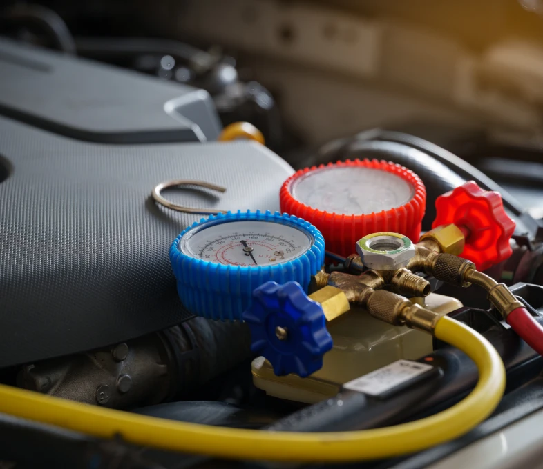 Automotive pressure gauges on engine